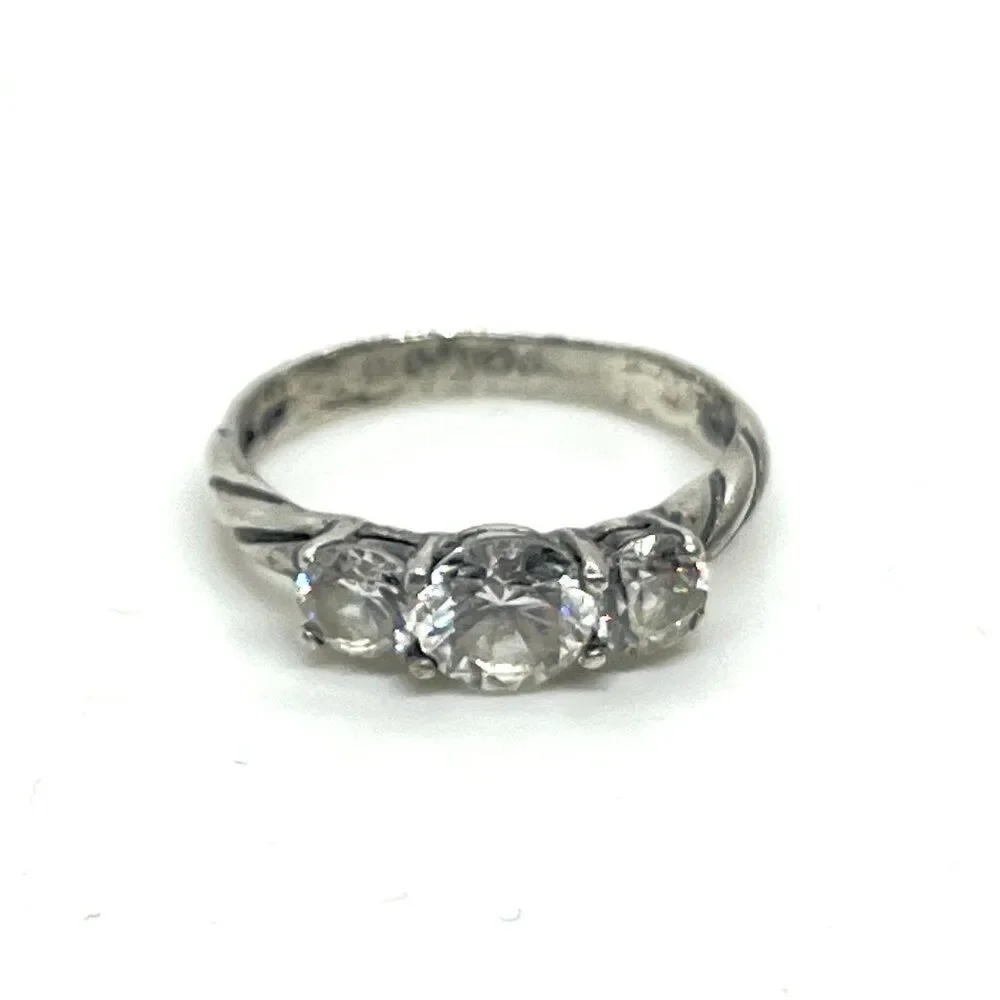STERLING SILVER RING 925 Three Stone CZ Anniversary Promise Size 6.5